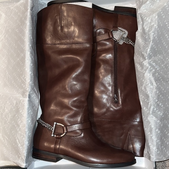 New Ralph Lauren Jacqui Leather Tall Dark Brown Riding Boots - Picture 5 of 6